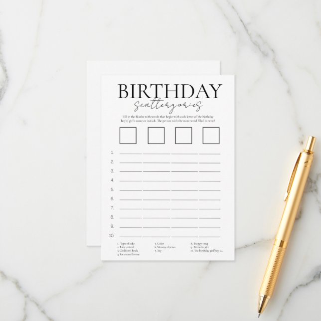 D'accompagnement Carte de jeu minimaliste d'anniversaire (Devant/Arrière en situation)