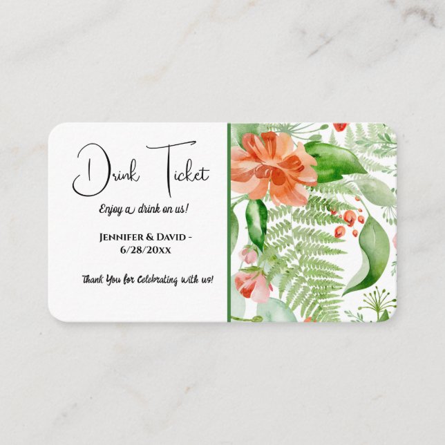 D'accompagnement Carte de la réception de mariage Boissons (Devant)