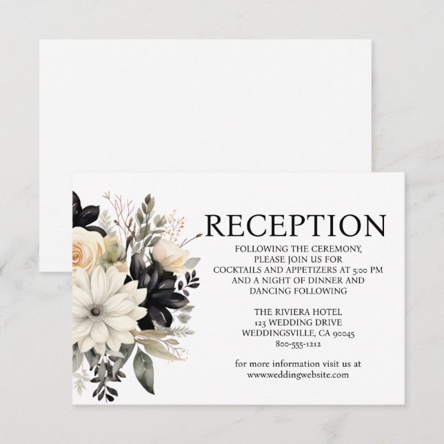 D'accompagnement Carte de la réception de mariage noir et blanc (Devant / Derrière)