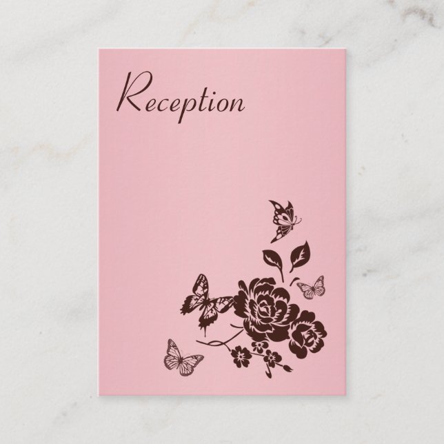 D'accompagnement Carte de la réception florale rose et Brown (Devant)