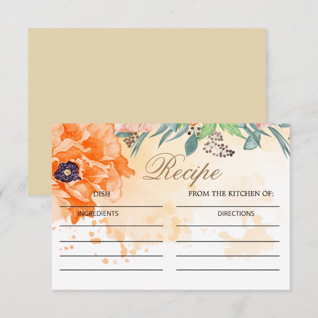 D'accompagnement Carte de la recette de la douche nuptiale des pies (Devant / Derrière)