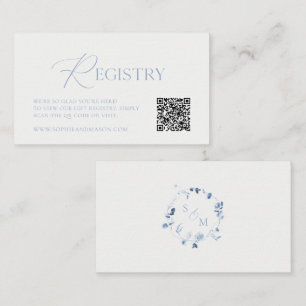 D'accompagnement Carte de liste de mariage bleu poussiéreux avec QR