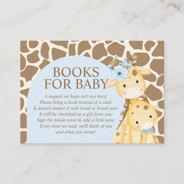 D'accompagnement Carte de livres pour bébé girafe garçon bleu (Devant)