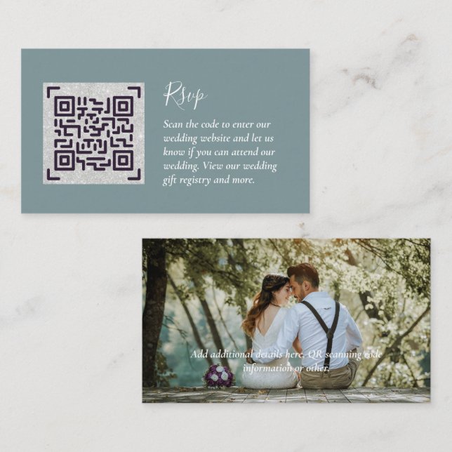 D'accompagnement Carte de mariage avec code QR RSVP PHOTO de LeahG (Devant / Derrière)