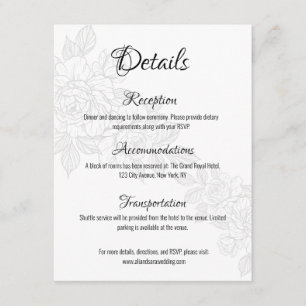 D'accompagnement Carte de Mariage avec Pivoine Noire et Blanche Inc