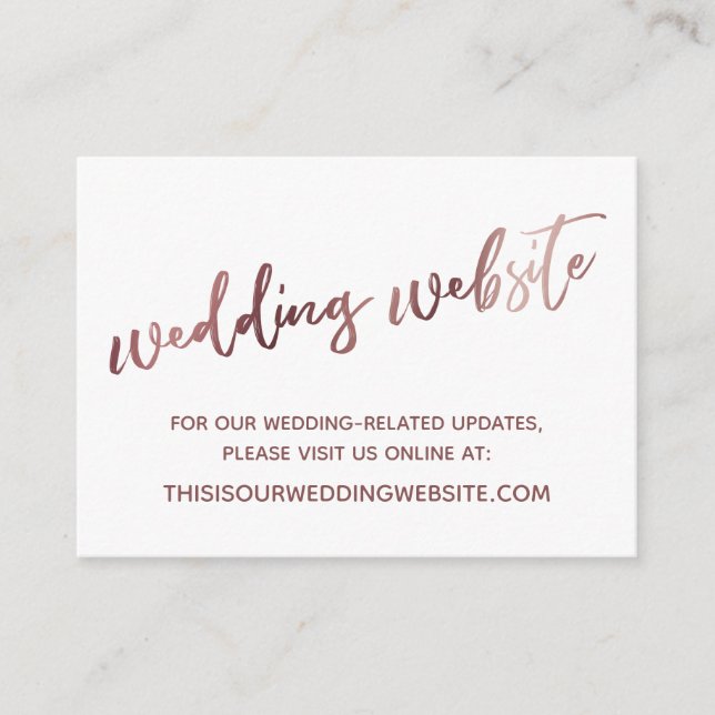 D'accompagnement Carte de Mariage Blanc et Rose Gold pour Site Web  (Devant)