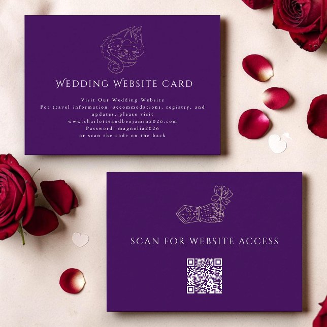 D'accompagnement Carte de Mariage Dragon | Code QR | Or Violet 2026 (Créateur téléchargé)