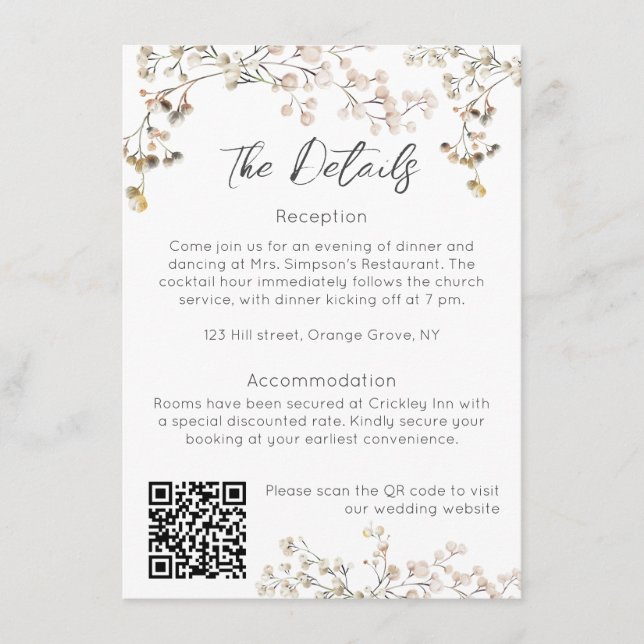 D'accompagnement Carte de Mariage Gypsophile à Joindre (Devant)