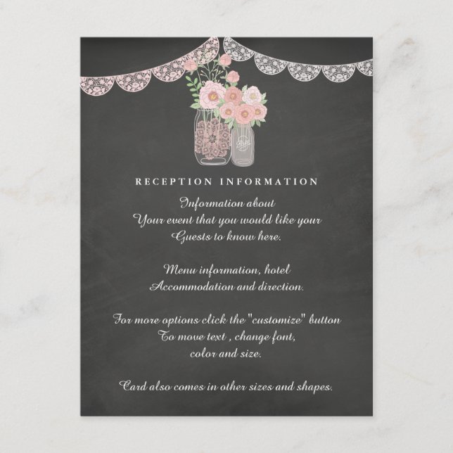 D'accompagnement Carte de mariage intérieure Chic Mason Jar & Ardoi (Devant)