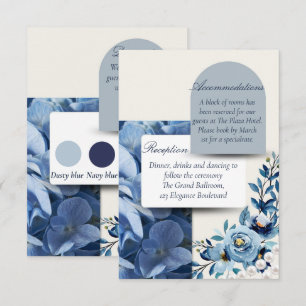 D'accompagnement Carte de mariage minimaliste perle ivoire et bleu