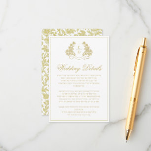 D'accompagnement Carte de mariage Navy Heritage au monogramme Elega