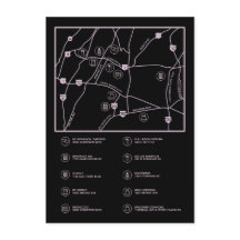 Carte de mariage personnalisée rose et noir