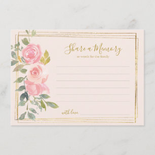 D'accompagnement Carte de mémoire florale rose verdoyante Aquarelle