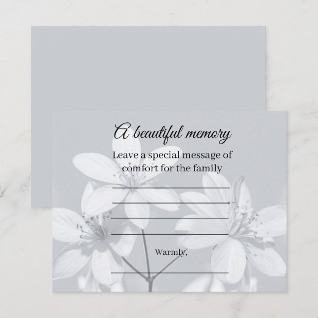 D'accompagnement Carte de message commémoratif à fleurs grises (Devant / Derrière)