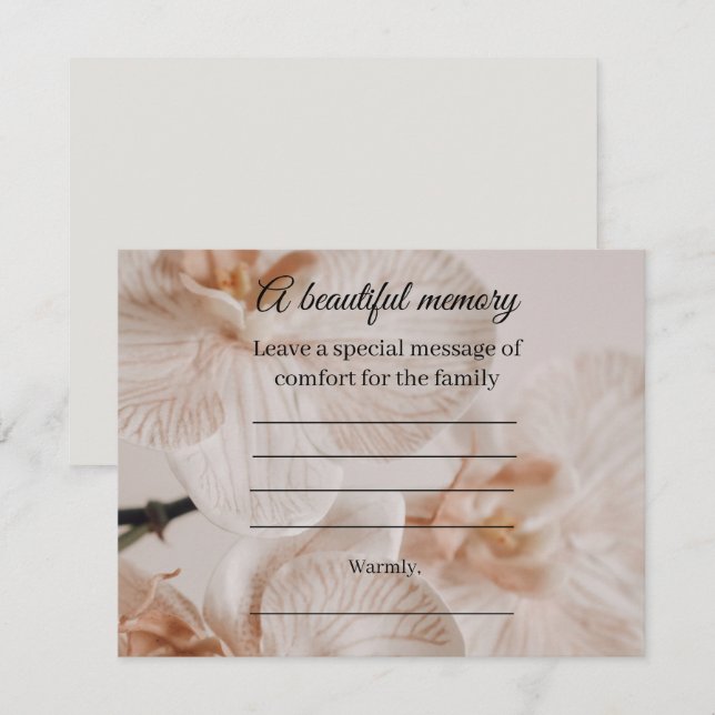 D'accompagnement Carte de message commémoratif d'orchidée (Devant / Derrière)
