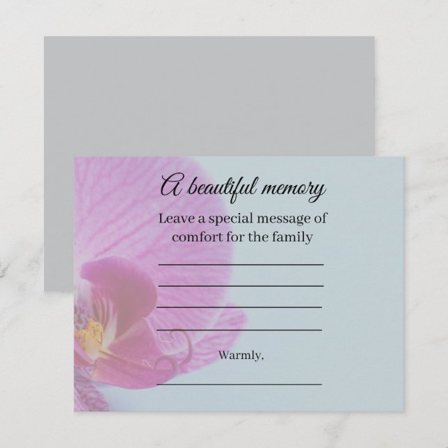 D'accompagnement Carte de message commémoratif orchidée bleue (Devant / Derrière)