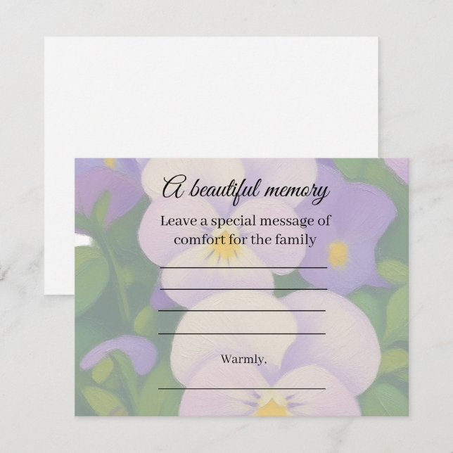 D'accompagnement Carte de message commémoratif Pansy (Devant / Derrière)