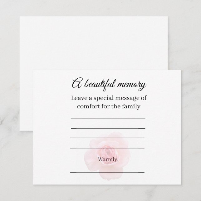 D'accompagnement Carte de message commémoratif Rose (Devant / Derrière)