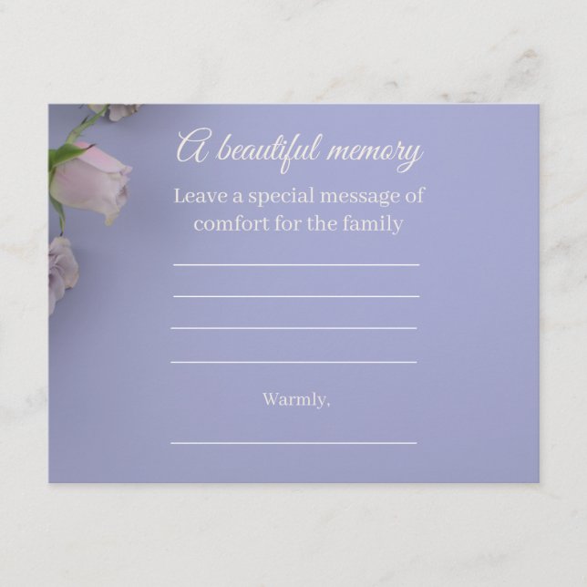 D'accompagnement Carte de message commémoratif Rose Violette (Devant)