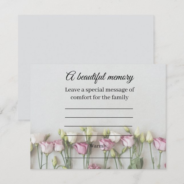 D'accompagnement Carte de message commémoratif Roses (Devant / Derrière)
