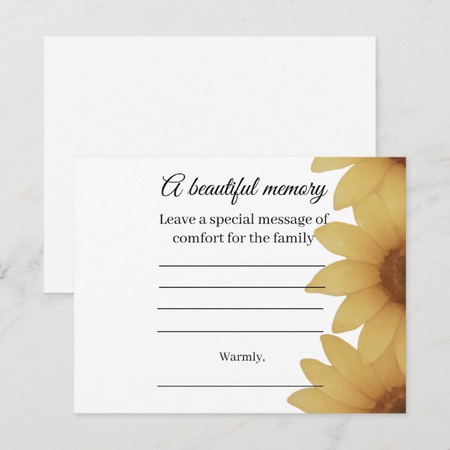 D'accompagnement Carte de message commémoratif Tournesol (Devant / Derrière)