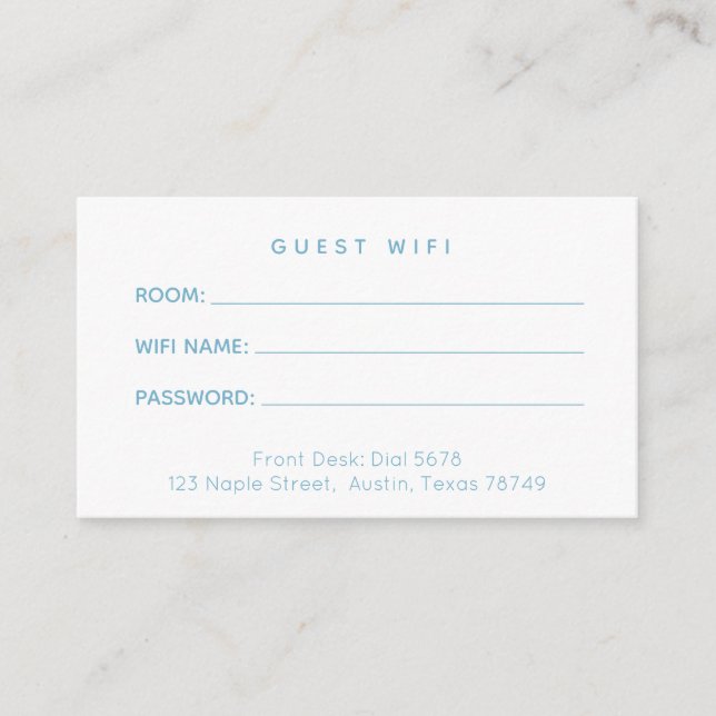 D'accompagnement Carte de mot de passe Wifi Guest (Devant)
