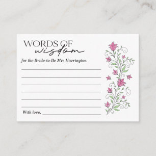 D'accompagnement Carte de mots de sagesse de douche de mariage flor
