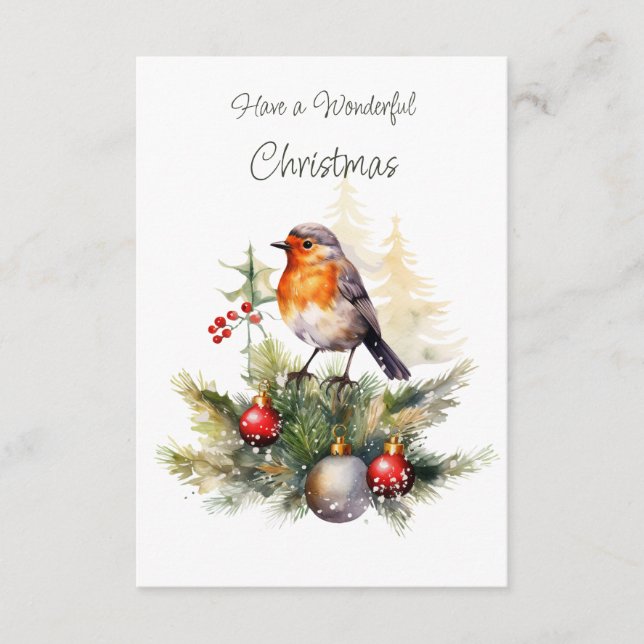D'accompagnement Carte de Noël avec pin rouge Robin (Devant)