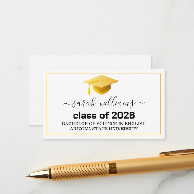 D'accompagnement Carte de nom de remise des diplômes Annonce de la  (Devant/Arrière en situation)