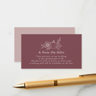 D'accompagnement Carte de note de cadeau de mariage au tournesol et