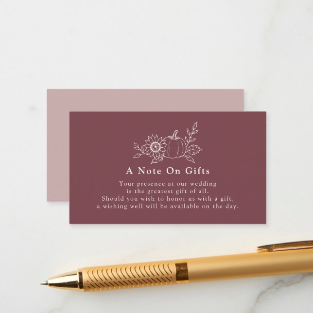 D'accompagnement Carte de note de cadeau de mariage au tournesol et (Devant/Arrière en situation)