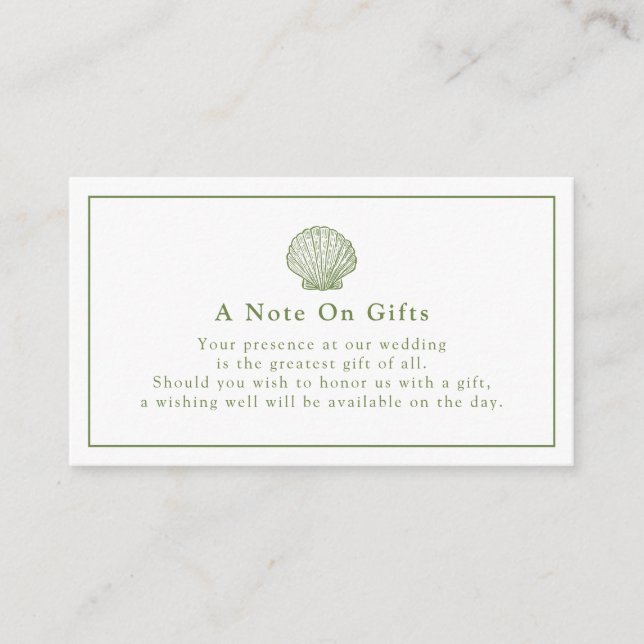 D'accompagnement Carte de note de cadeau de mariage Coquillage Vert (Devant)