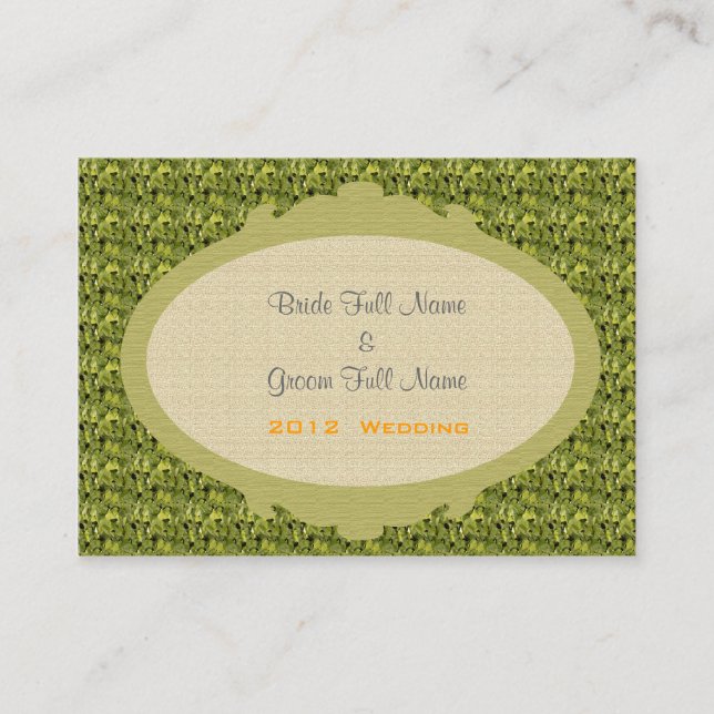 D'accompagnement Carte de note de réception de mariage verte fleuri (Devant)