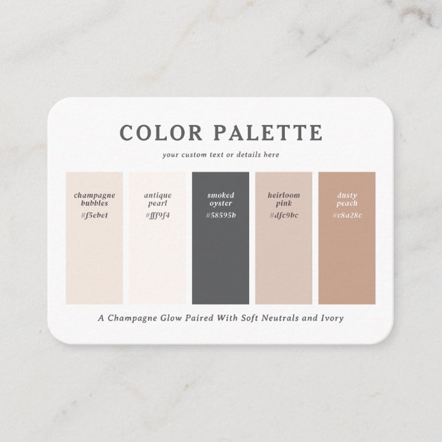 D'accompagnement Carte de palette de couleurs de mariage Warm Blush (Devant)