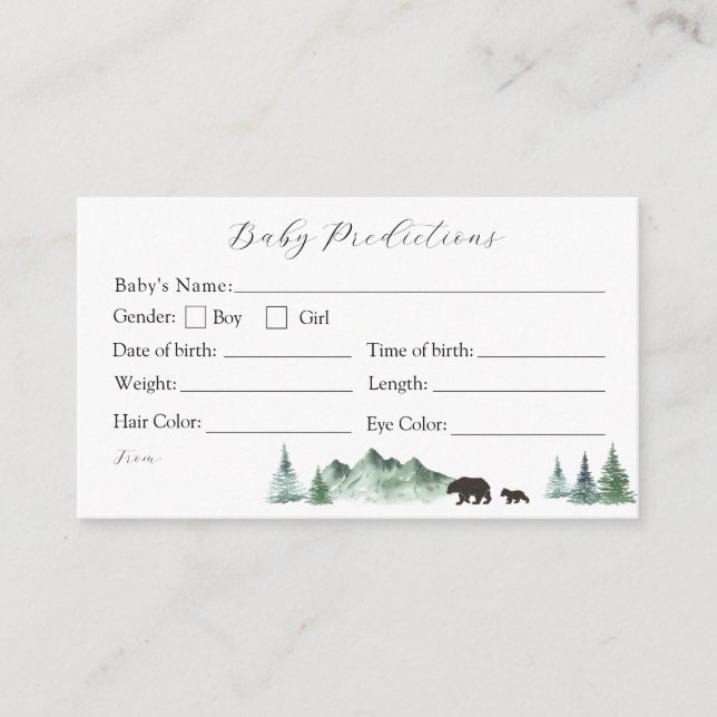 D'accompagnement Carte de prédictions pour bébé ours début d'aventu (Devant)