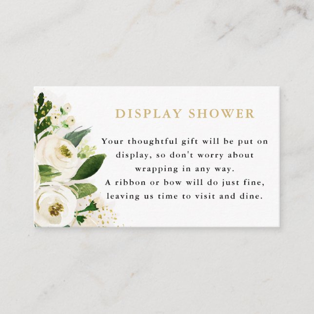 D'accompagnement Carte de Présentation de Fleurs en Or Blanc pour E (Devant)