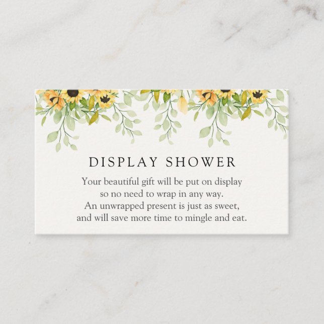 D'accompagnement Carte de présentoir de douche pour tournesols (Devant)