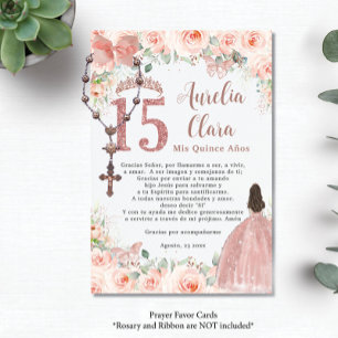 D'accompagnement Carte de prière Blush Floral Rose Gold Quinceañera