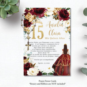 D'accompagnement Carte de prière Floral Quinceañera d'ivoire d'or d