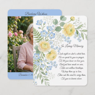 D'accompagnement Carte de prière florale aquarelle bleu jaune