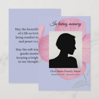 D'accompagnement Carte de prière funéraire pour la rose du soir