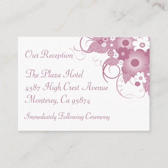 D'accompagnement Carte de profil de réception Mauve Bouquet (Devant)
