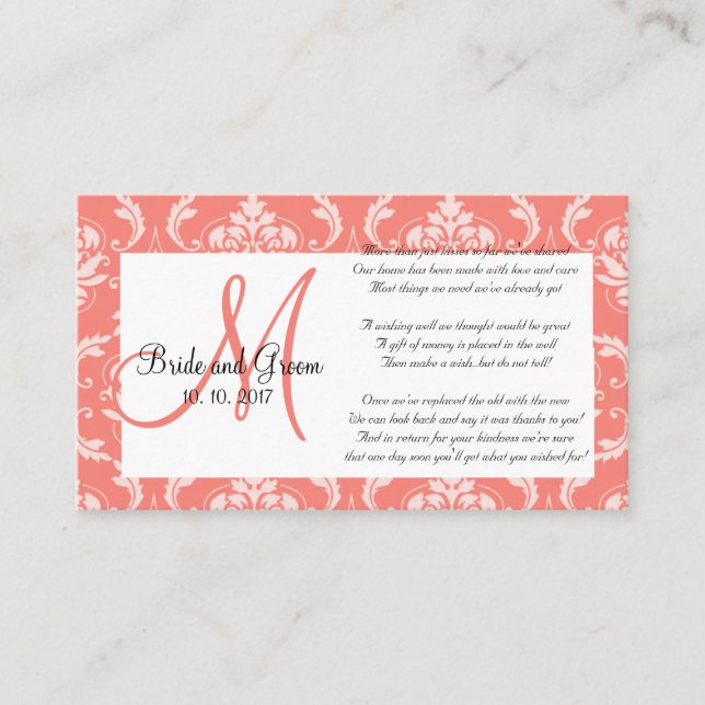 D'accompagnement Carte de puits Coral Mariage damassé (Devant)