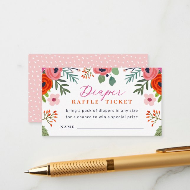 D'accompagnement Carte de rabat à Baby shower floral clair (Devant/Arrière en situation)