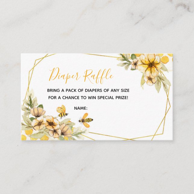 D'accompagnement Carte de rabat au Baby shower végétal d'abeille (Devant)