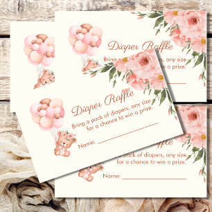 D'accompagnement Carte de rabat mignonne Bear Balloon rose Fleur