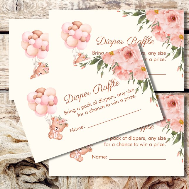 D'accompagnement Carte de rabat mignonne Bear Balloon rose Fleur (Créateur téléchargé)