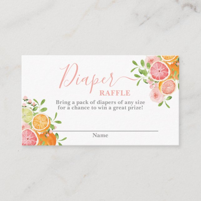 D'accompagnement Carte de rabat pour fille Baby shower d'agrumes (Devant)
