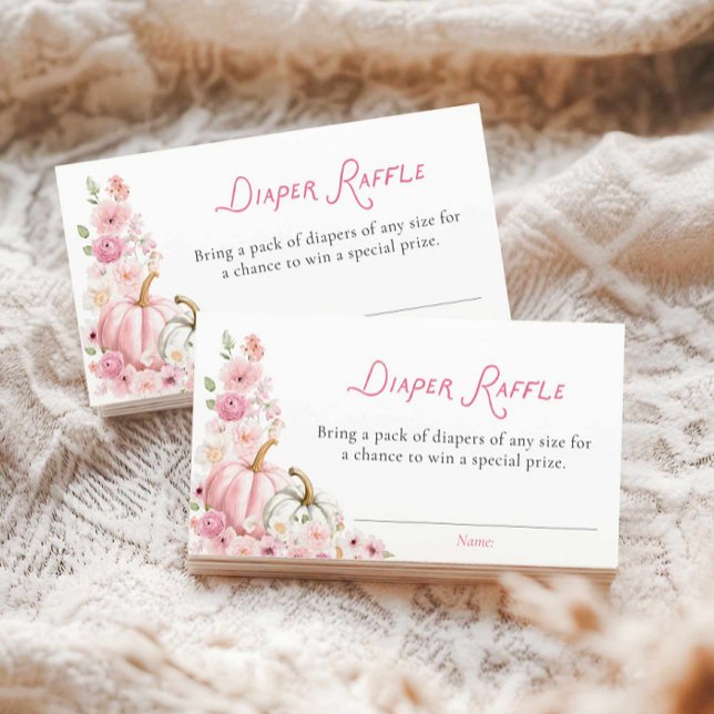 D'accompagnement Carte de rabat pour fille Citrouille florale (Girl Fall Baby Shower Diaper Raffle Ticket)