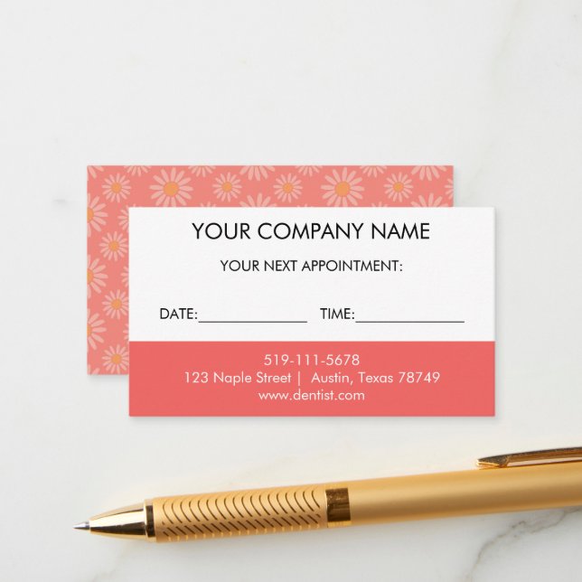 D'accompagnement Carte de rappel de rendez-vous floral (Devant/Arrière en situation)